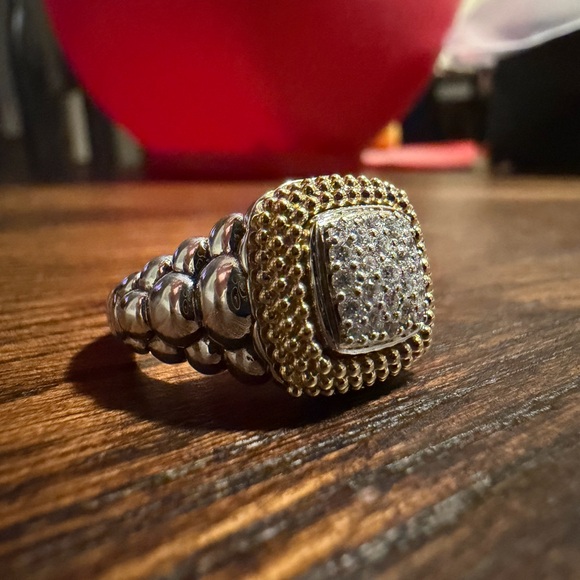 LAGOS Caviar Lux Square Diamond statement ring in Sterling Silver and 18k Gold - Picture 3 of 6